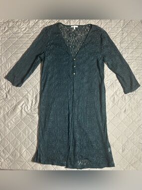 Maurices Teal Open-Knit V-Neck Cardigan